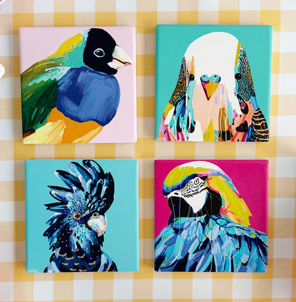 Coaster Set- Bright Birds