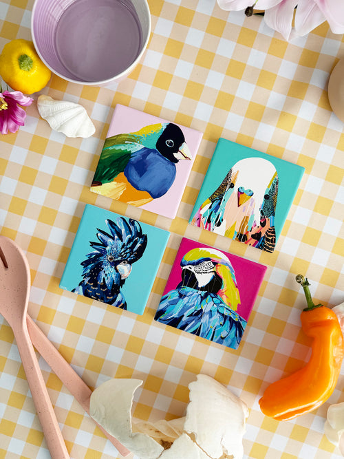 Coaster Set- Bright Birds